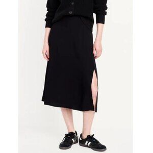 Old Navy Smocked-Waist Midi Skirt, large, black, a-line, new without tags